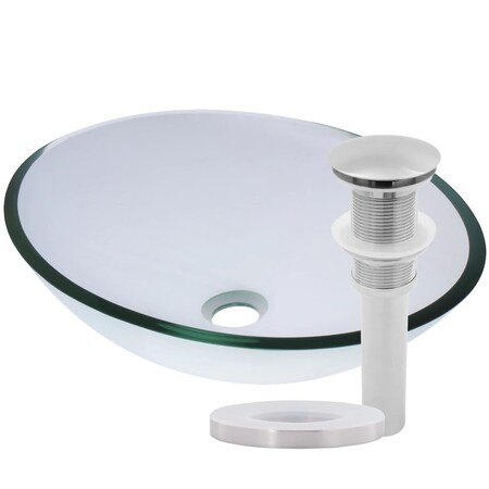 Novatto OVALE Glass Vessel Bathroom Sink Set, Brushed Nickel TIG-8012CBN